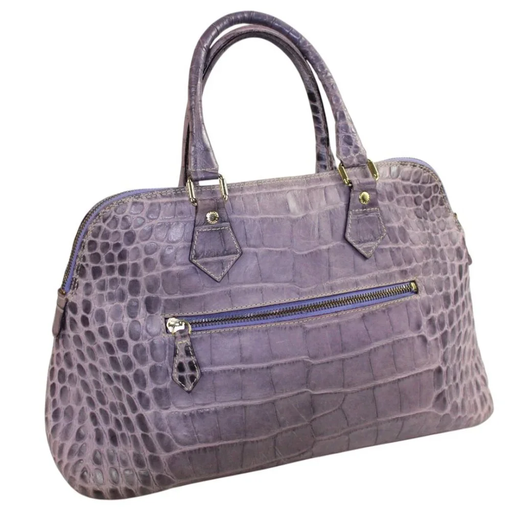 Dooney & Bourke Alto Wisteria Croc Embossed Leather Domed Bowler Satchel - Picture 5 of 11